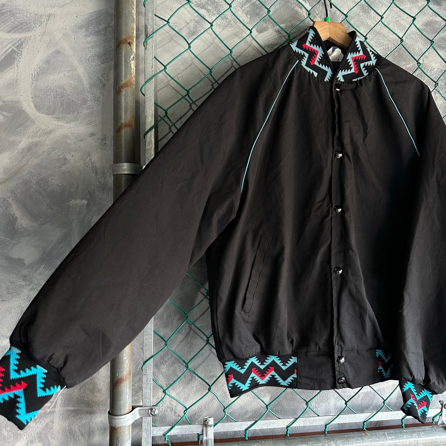 Chamarra Vintage West Ark De Hombre Talla L Color Negra Patron Azteca Estilo Vaquera Baile