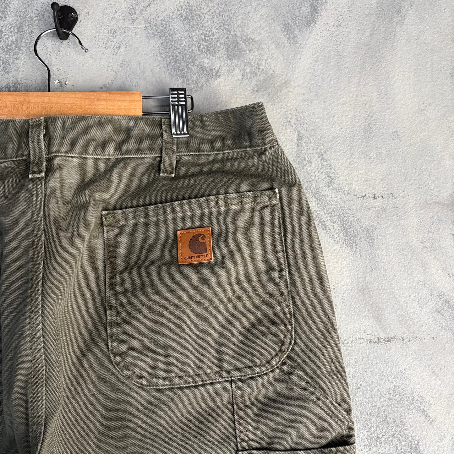 Pantalón Carhartt Para Hombre Talla 36x32 Color Verde Militar Carpintero