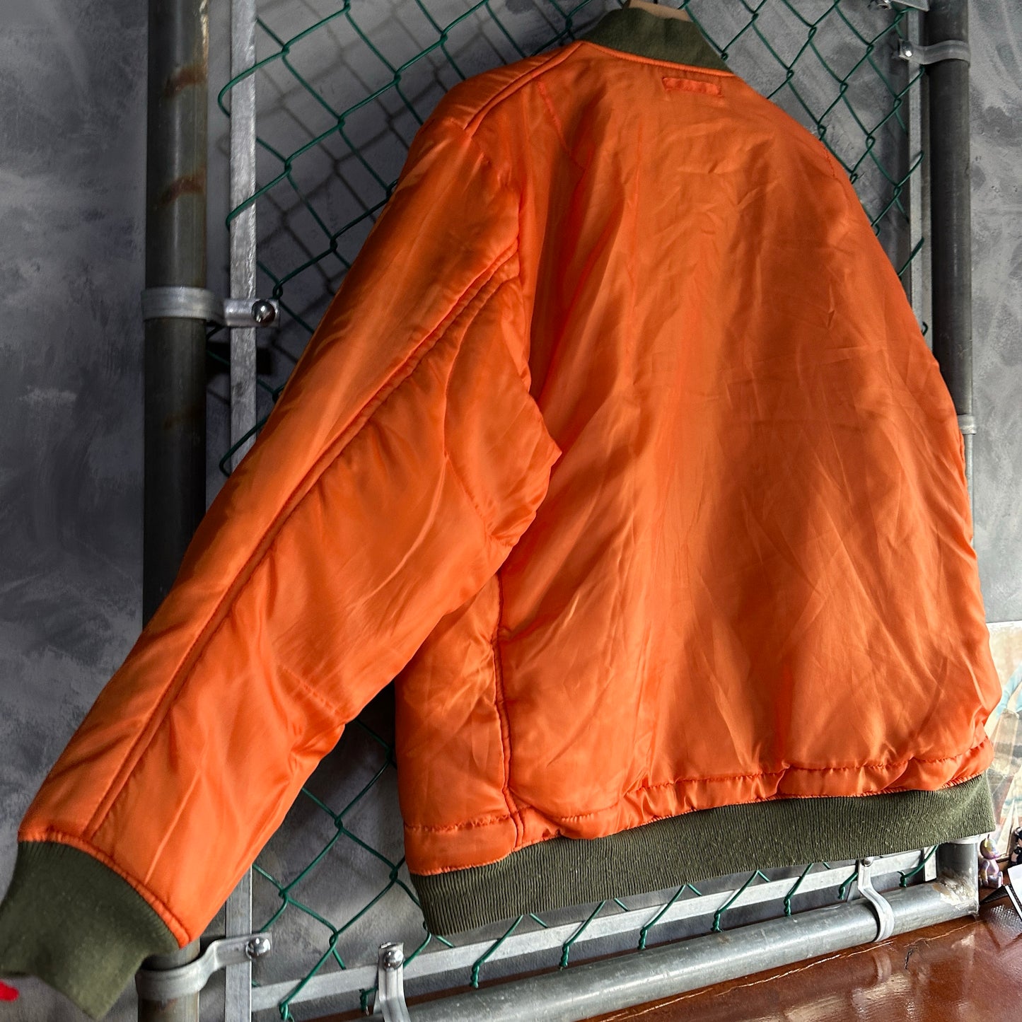 Chamarra Vintage Bomber De Hombre Talla S Queda a L Color Verde Naranaja Doble Vista Aviador