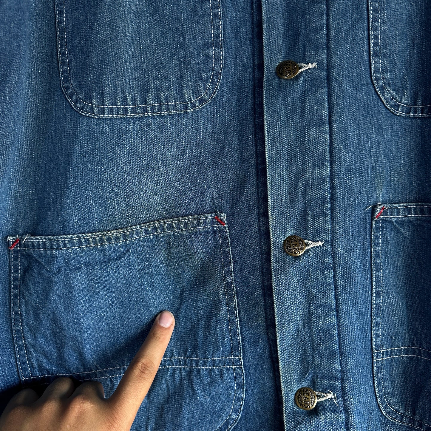 Chamarra Vintage Sears De Hombre Talla M de Color Azul Workwear Tipo Artic 70s Mezclilla