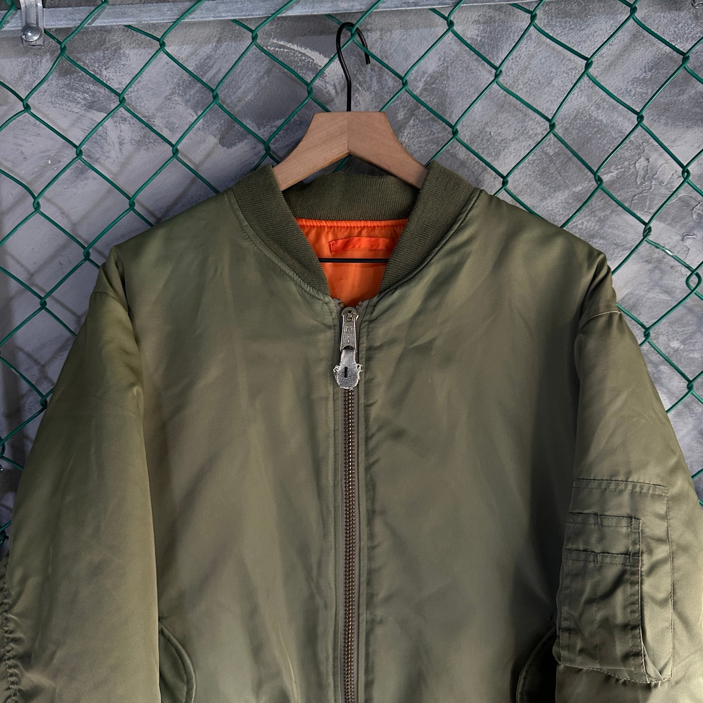 Chamarra Vintage Bomber De Hombre Talla S Queda a L Color Verde Naranaja Doble Vista Aviador