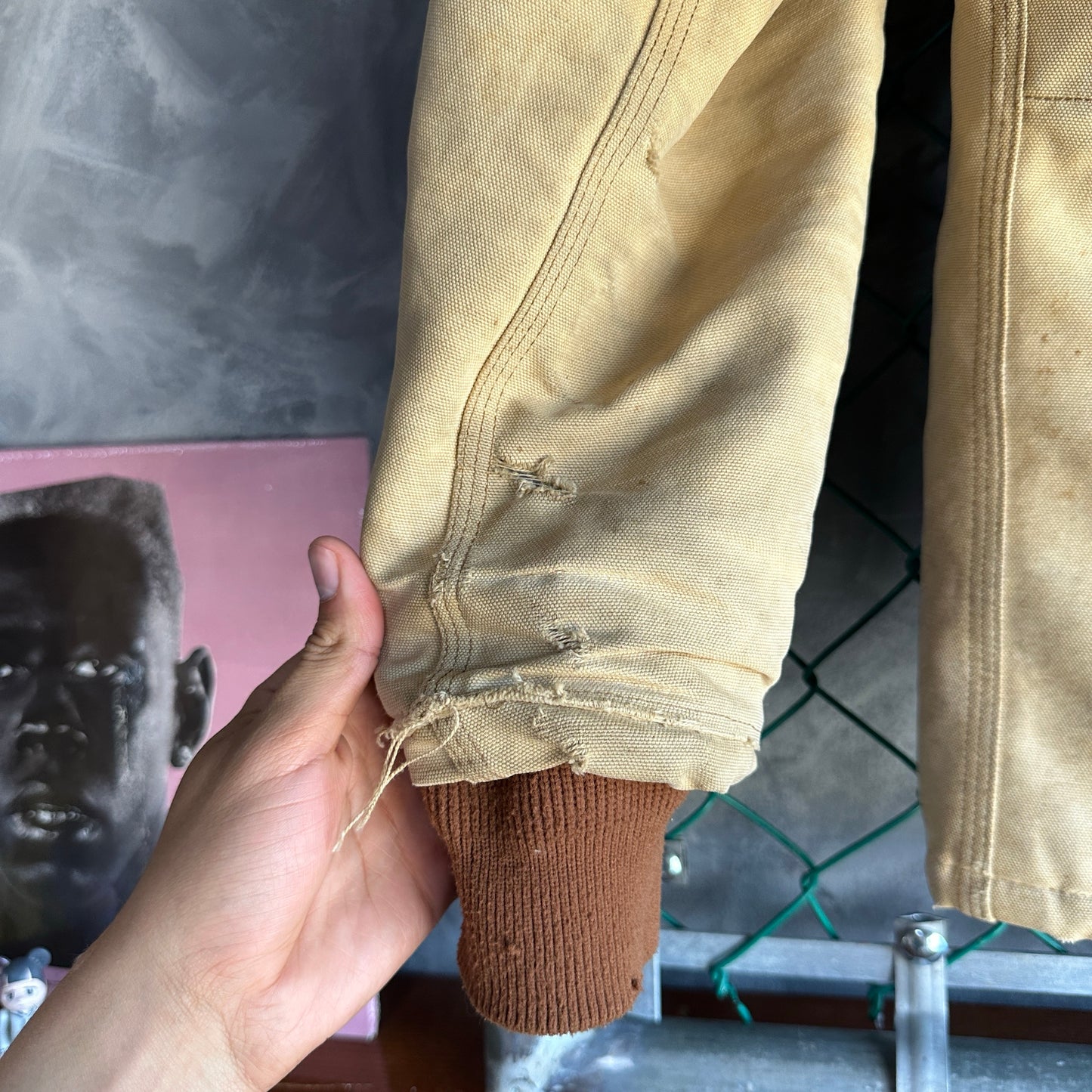 Chamarra Carhartt De Hombre Talla L Color Camel Cafe Desvanecido Artic Big Logo Distressed