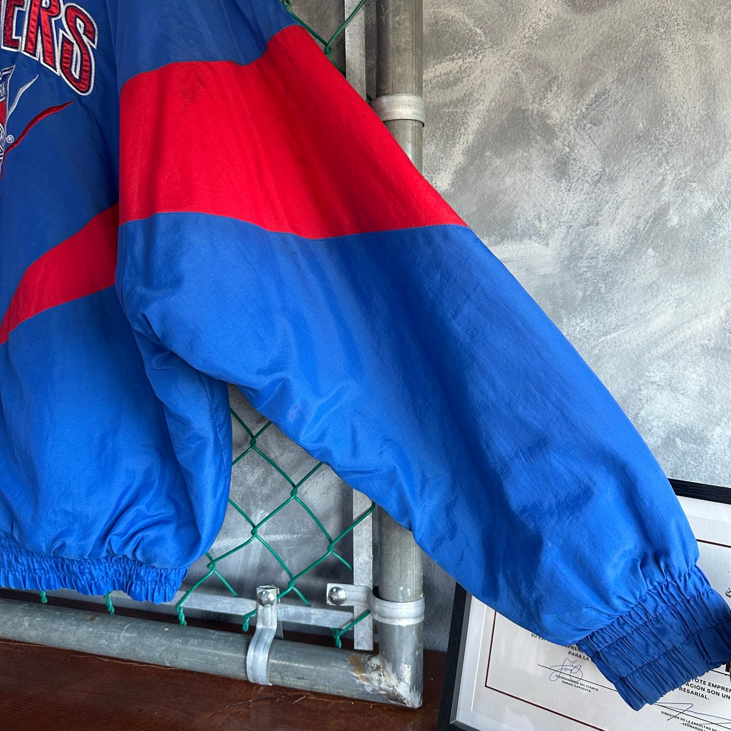 Chamarra Vintage De Hockey NY Rangers Chalk Line De Hombre Talla Xl Color Azul Rojo Con Ziper 80s