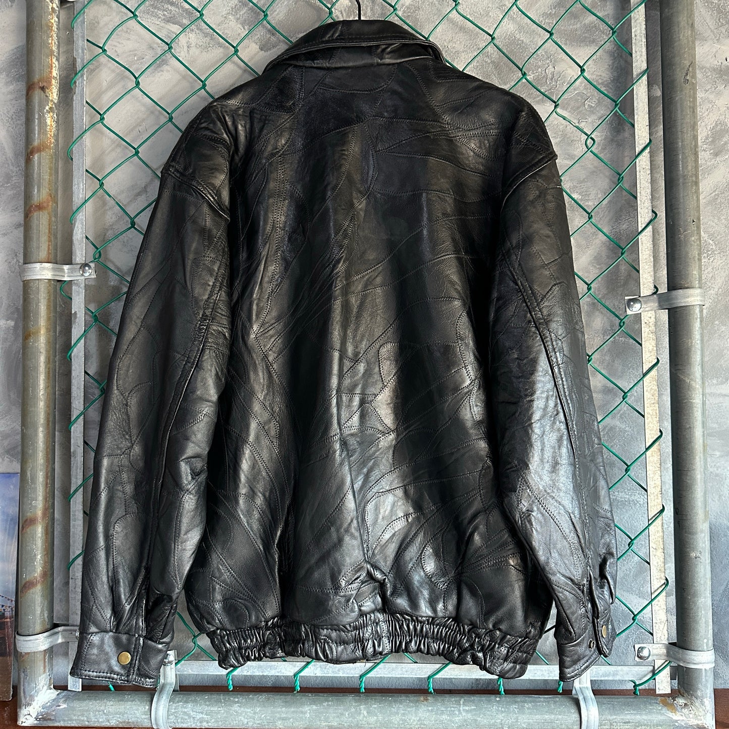 Chamarra De Piel De Cordero Vintage De Hombre Talla XL Mosaico Italiano Cuero