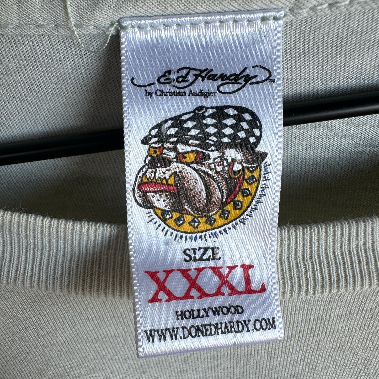 Camisa Ed Hardy De Hombre Talla 3Xl Color Beige Estilo Y2K Tatuaje Calaca Casino