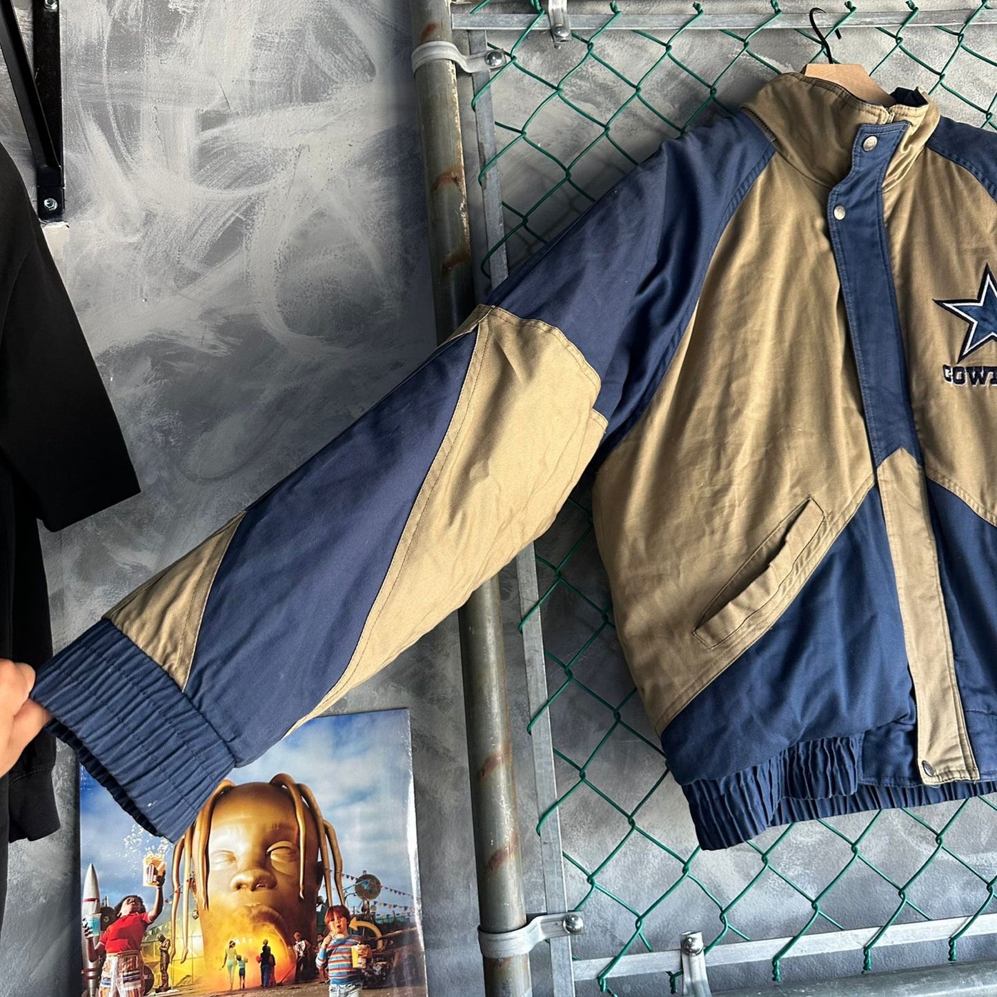 Chamarra Vintage De Dallas Cowboys Pro Player De Hombre Talla L Color Azul y Cafe Big Logo 90s