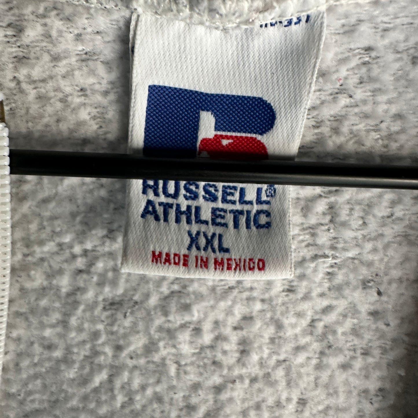 Suéter de zíper vintage RUSSELL De Hombre Talla 2XL queda a XL color Gris 90s Zip Up
