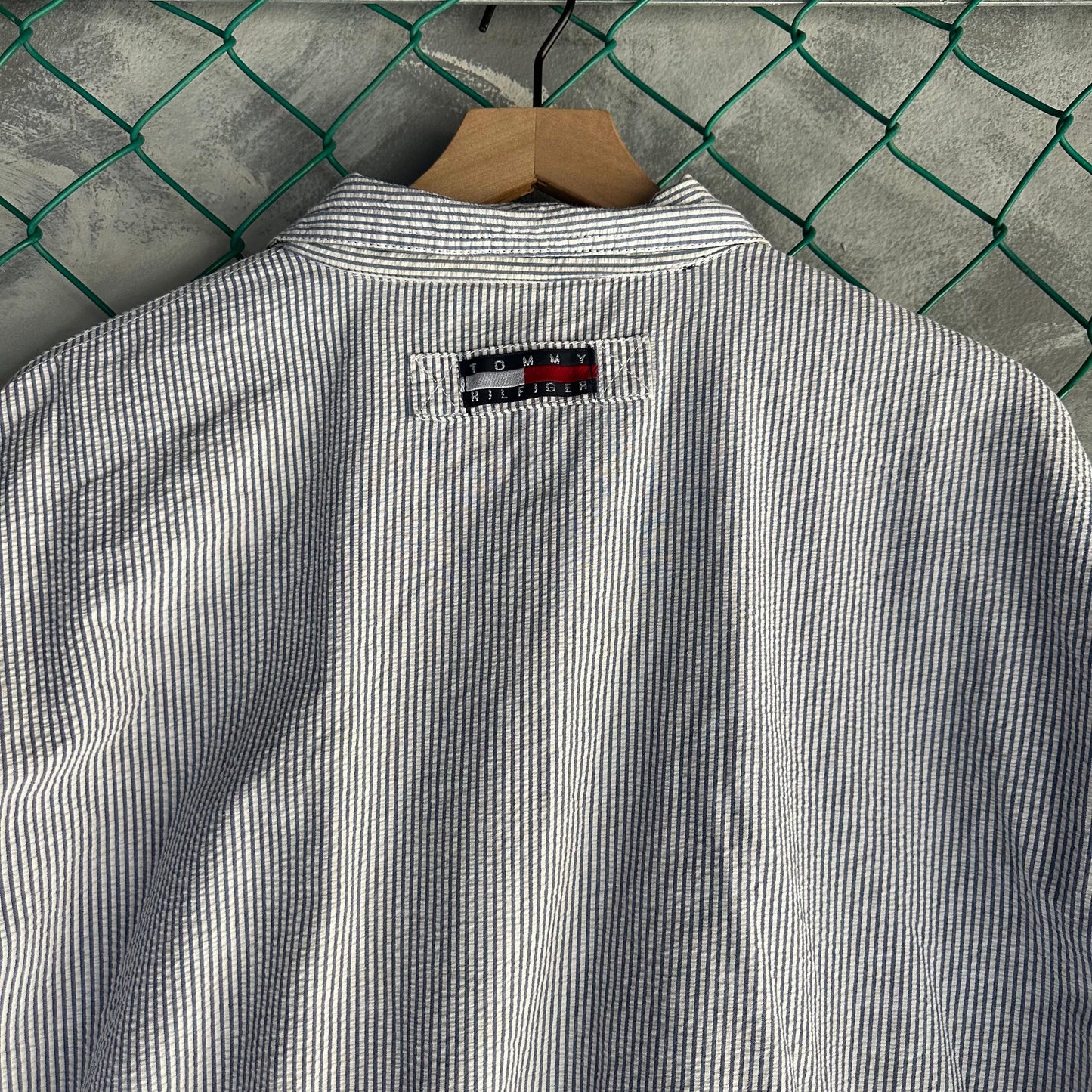 Chamarra Vintage Tommy Hilfiger De Hombre Talla XL Reversible Cuadros y Rayas Color Verde Blanco