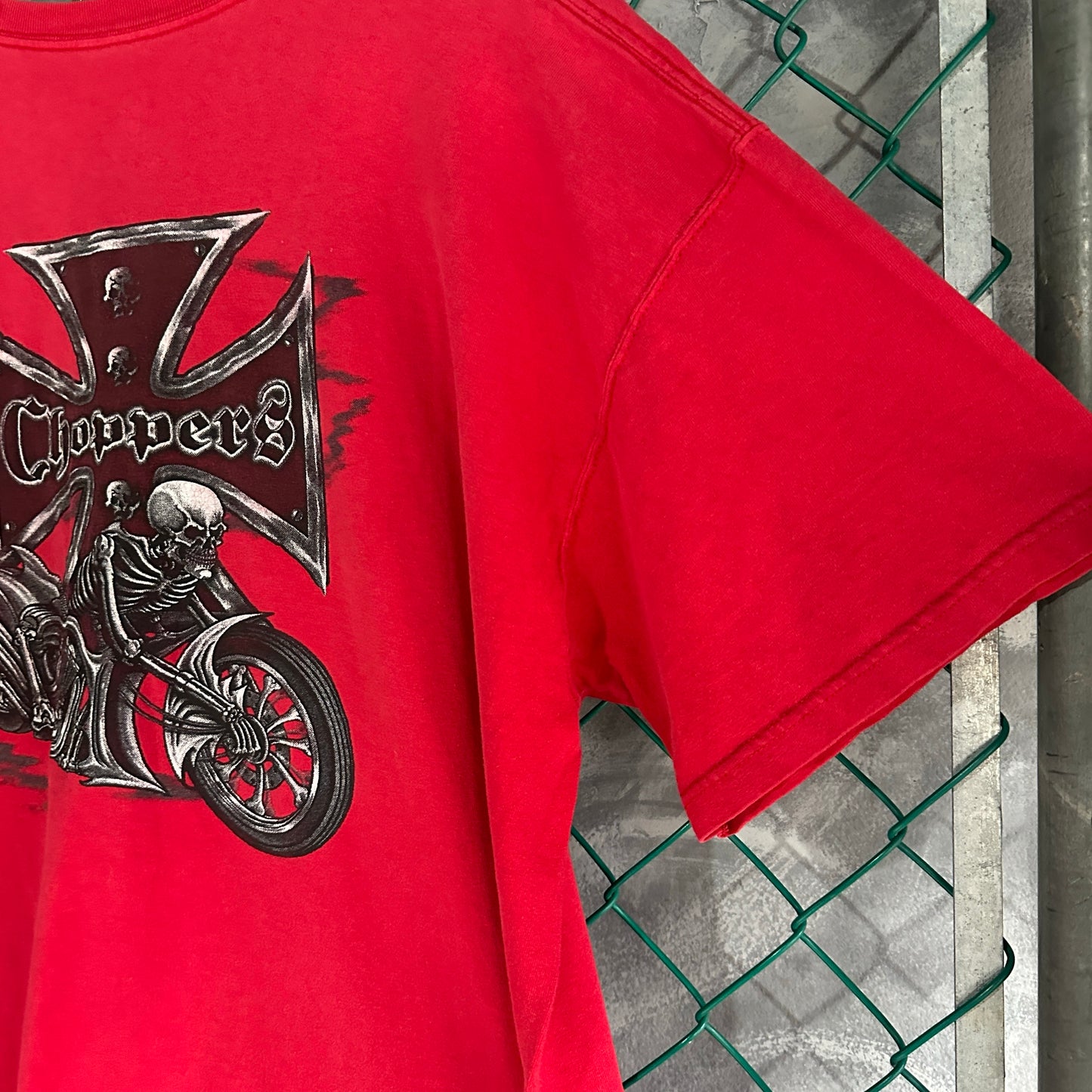 Camisa Vintage West Coast Choppers De Hombre Talla 2XL Color Rojo Corte Boxy Cruz Biker