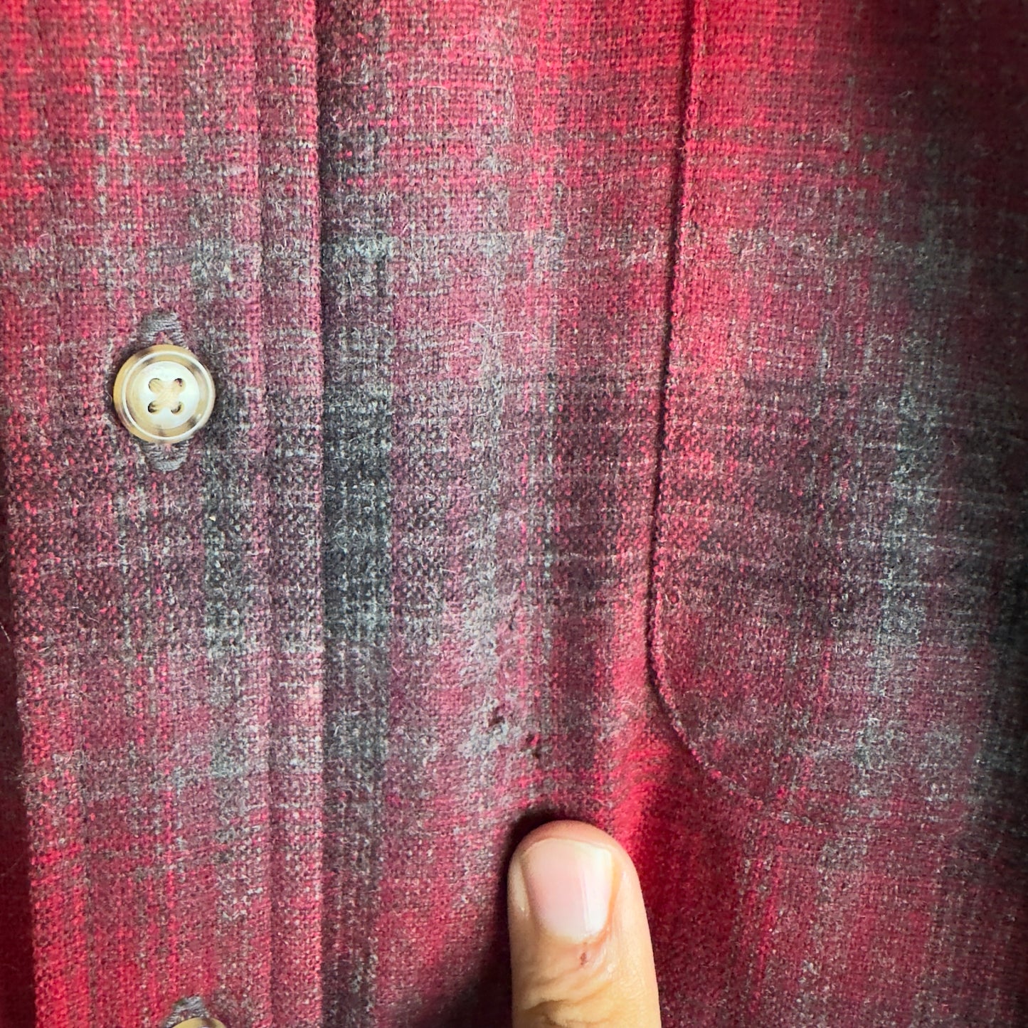 Camisa de Botenes de Lana Pendleton De Hombre Talla L Franela De Cuadros Rojos Y Gris Y Negro