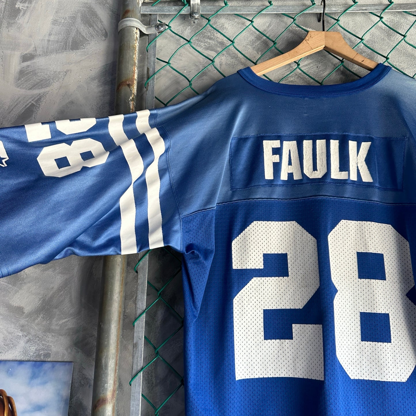 Jersey Vintage de Indianápolis Colts Marshall Faulk 28 Starter De Hombre Talla XL Color Azul NFL