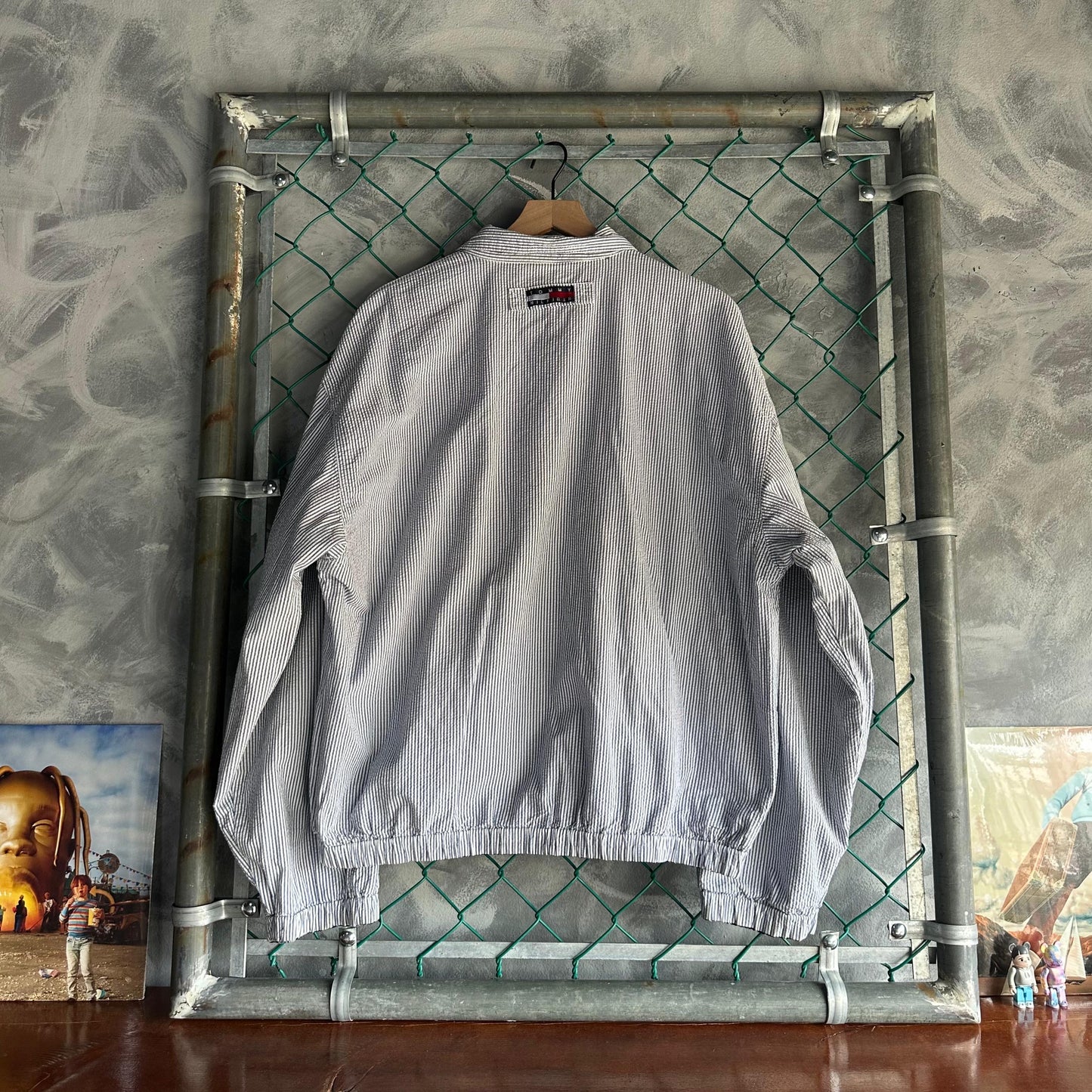 Chamarra Vintage Tommy Hilfiger De Hombre Talla XL Reversible Cuadros y Rayas Color Verde Blanco