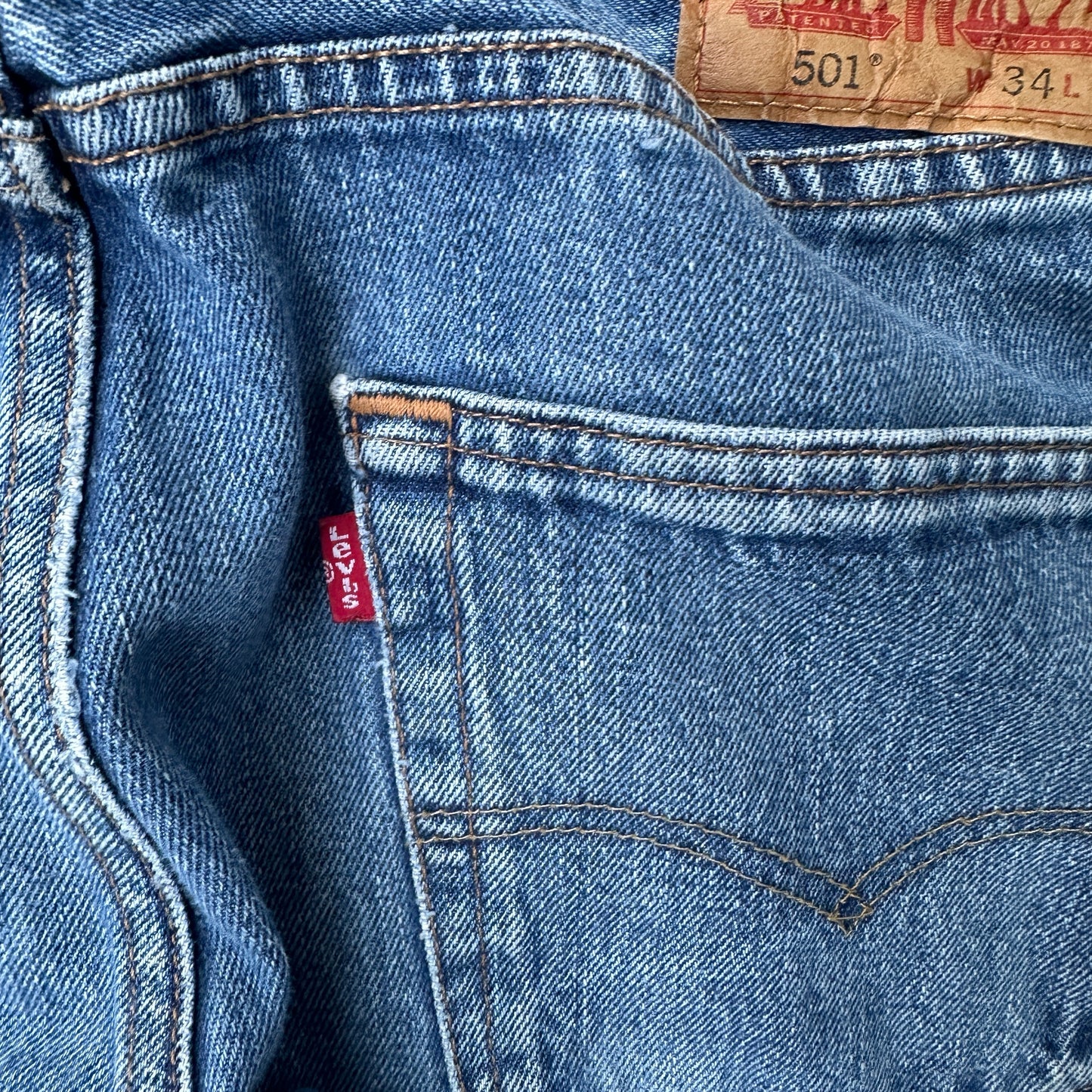Pantalon Levis 501 De Hombre Talla 34x32 Color Azul Corte Regular o Recto