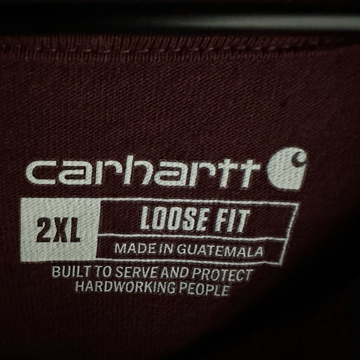 Camisa Carhartt De Hombre Talla 2XL Color Vino Con Bolsillo Loose Fit Work Wear