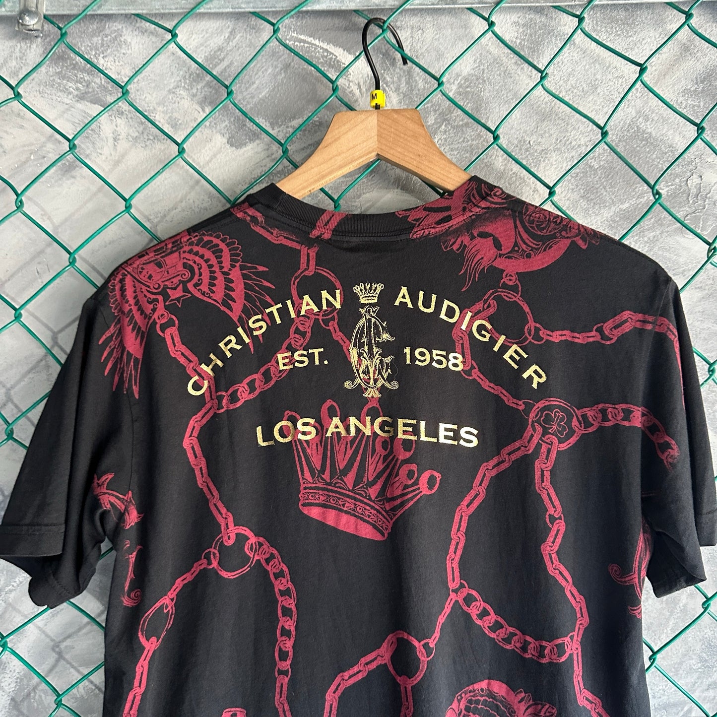 Camisa Y2K Christian Audigier De Hombre Talla M Color Negro Con Brillos Ed Hardy Nueva AOP
