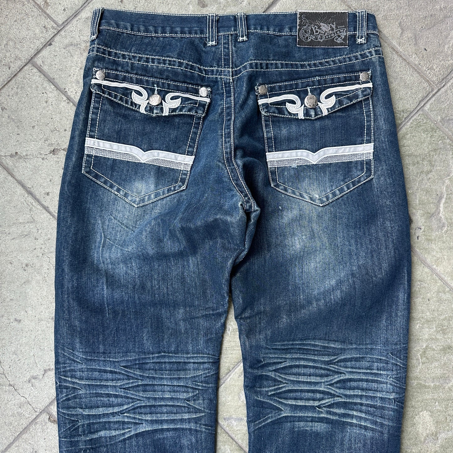 Pantalones Bayy De Hombre Talla 38x30 Color Azul Y2K Desvanecido