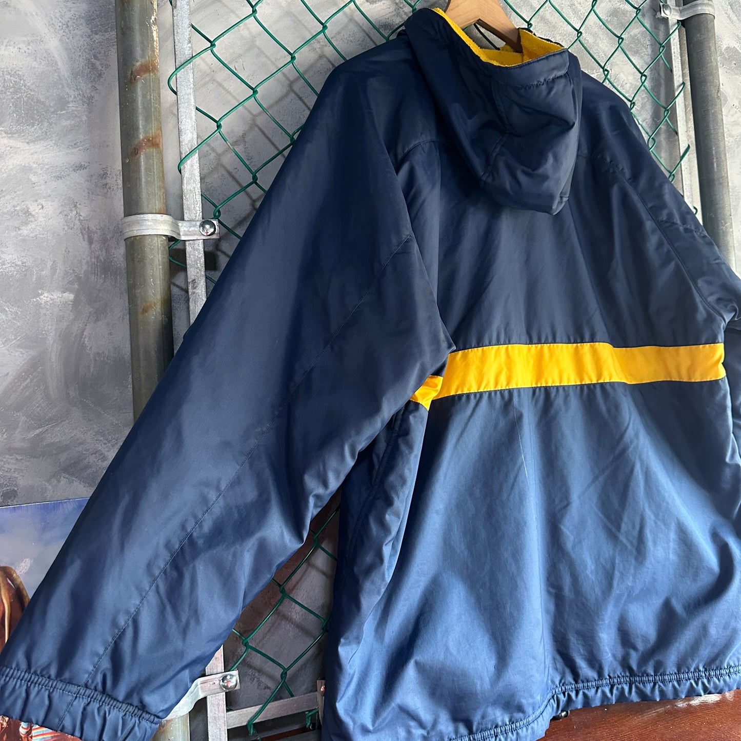 Chamarra Doble vista Vintage Nike De Hombre Talla L Color Azul Amarillo Polar 2000s