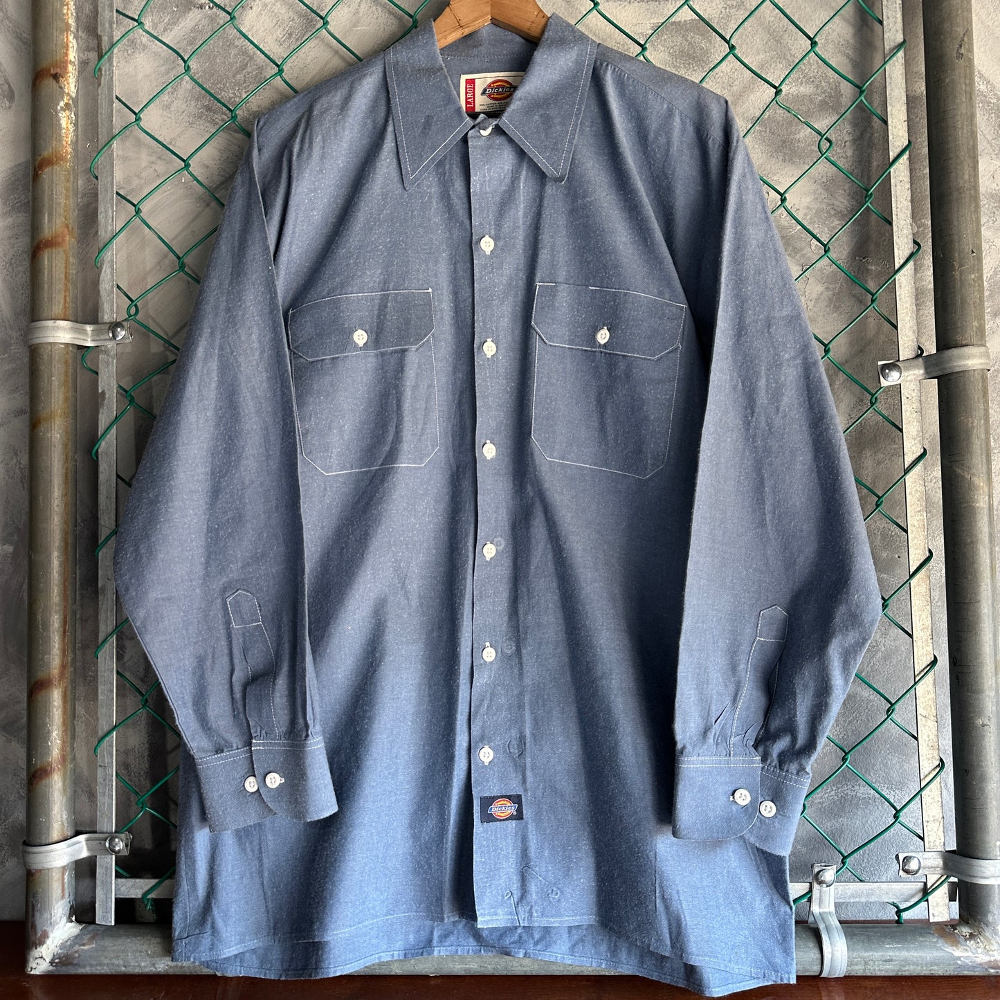 Camisa De Botones Dickies De Hombre Talla L Color Azul Mezclilla Manga Larga Mecanico Workwear Lisa
