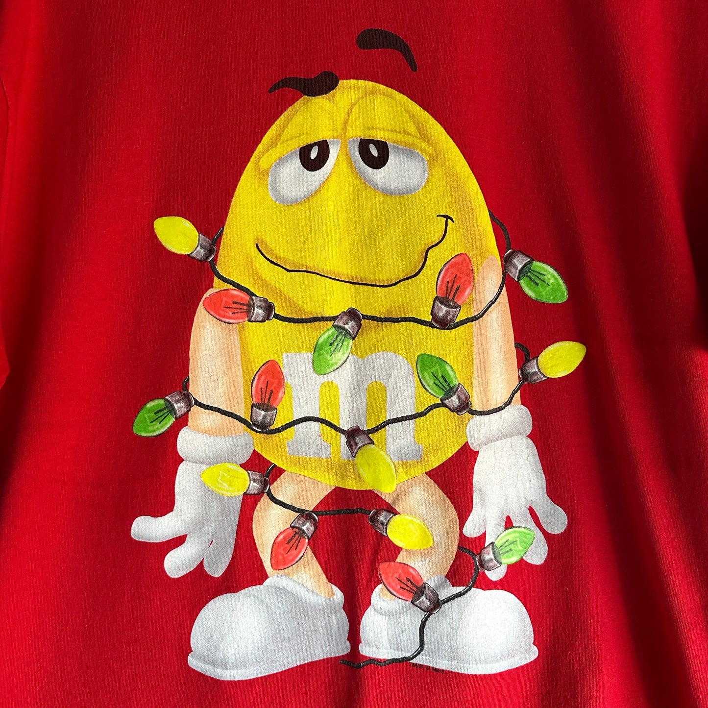 Camisa Vintage DE M&M Amarillo De Hombre Talla L Color Rojo Navideno