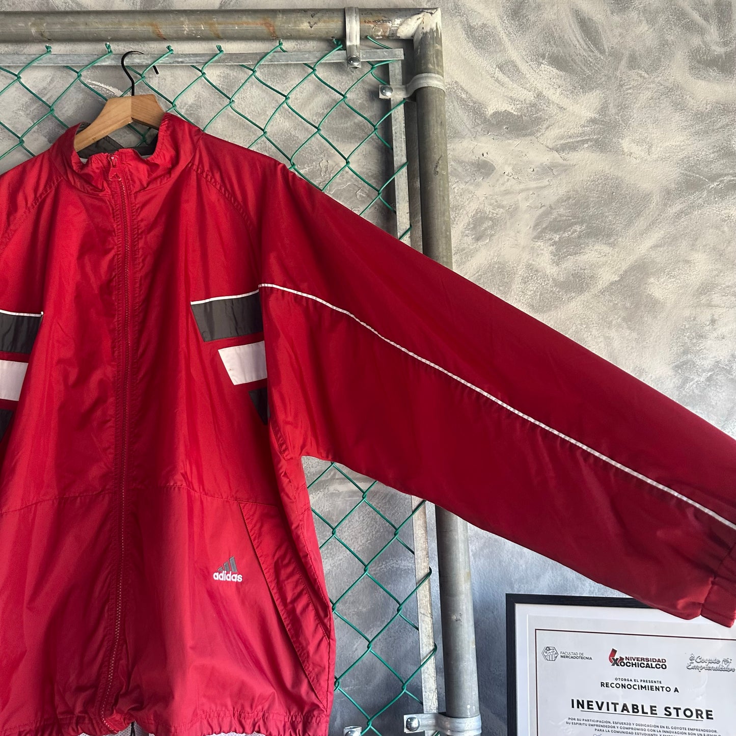 Chamarra Vintage Adidas De Hombre Talla XL Color Rojo Rompevientos 90s