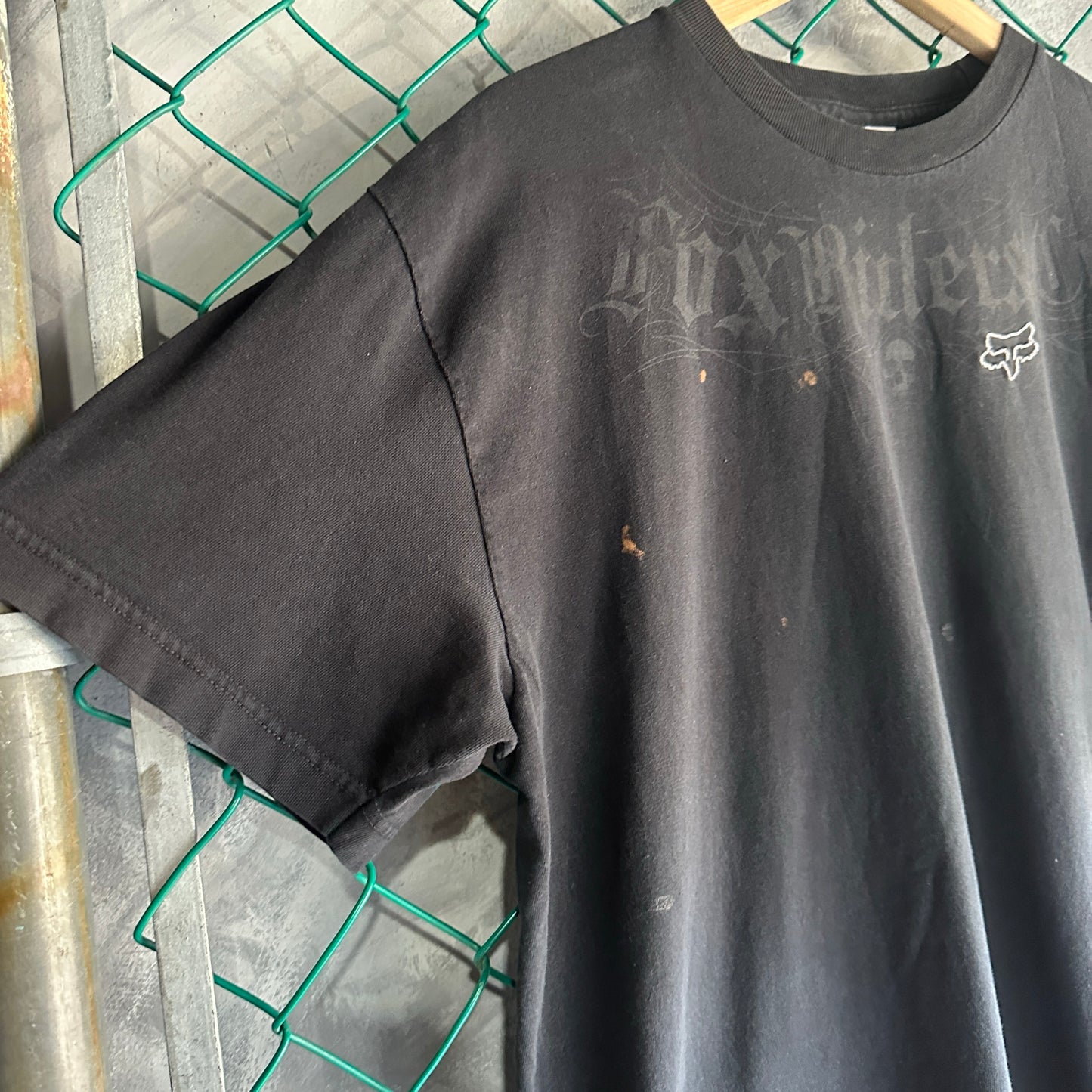 Camisa Fox De Hombre Talla XL Color Negro Desvanecido Y2K Biker Manga Corta