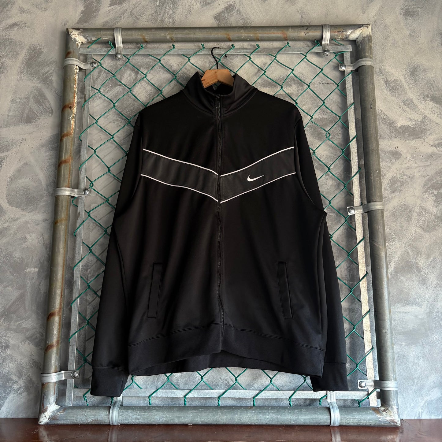 Suéter con zíper Vintage Nike Hombre XXL Negro