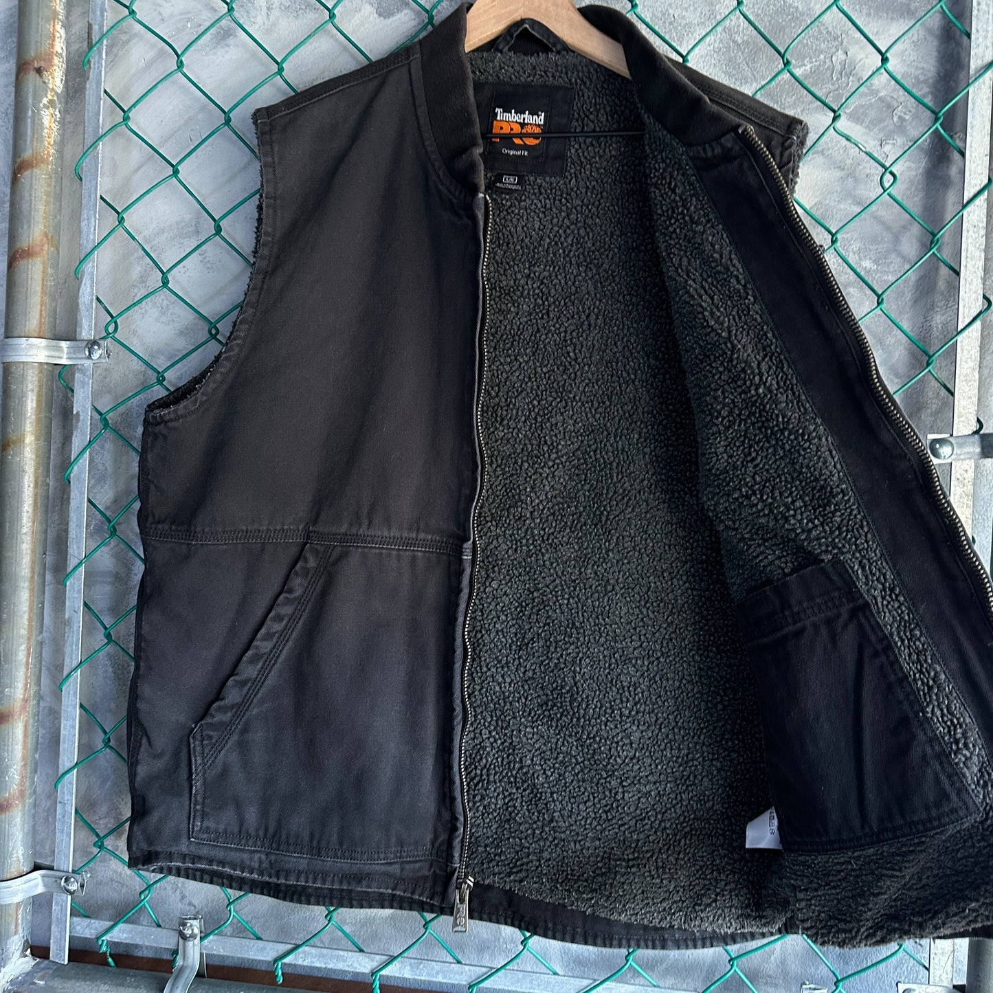 Chaleco Timberland De Hombre Talla L Color Negro Con Forro de Peluche Estilo Carhartt de Trabajo