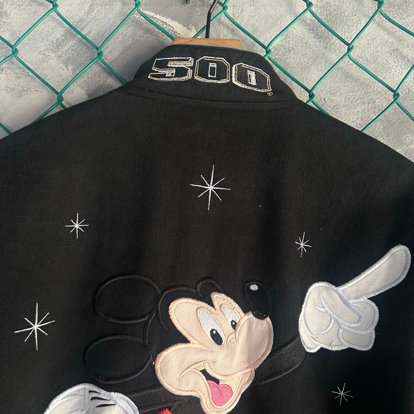 Chamarra Vintage de la Nascar Jeff Hamilton De Hombre Talla L Color Negro DisneyLand Mickey Mouse