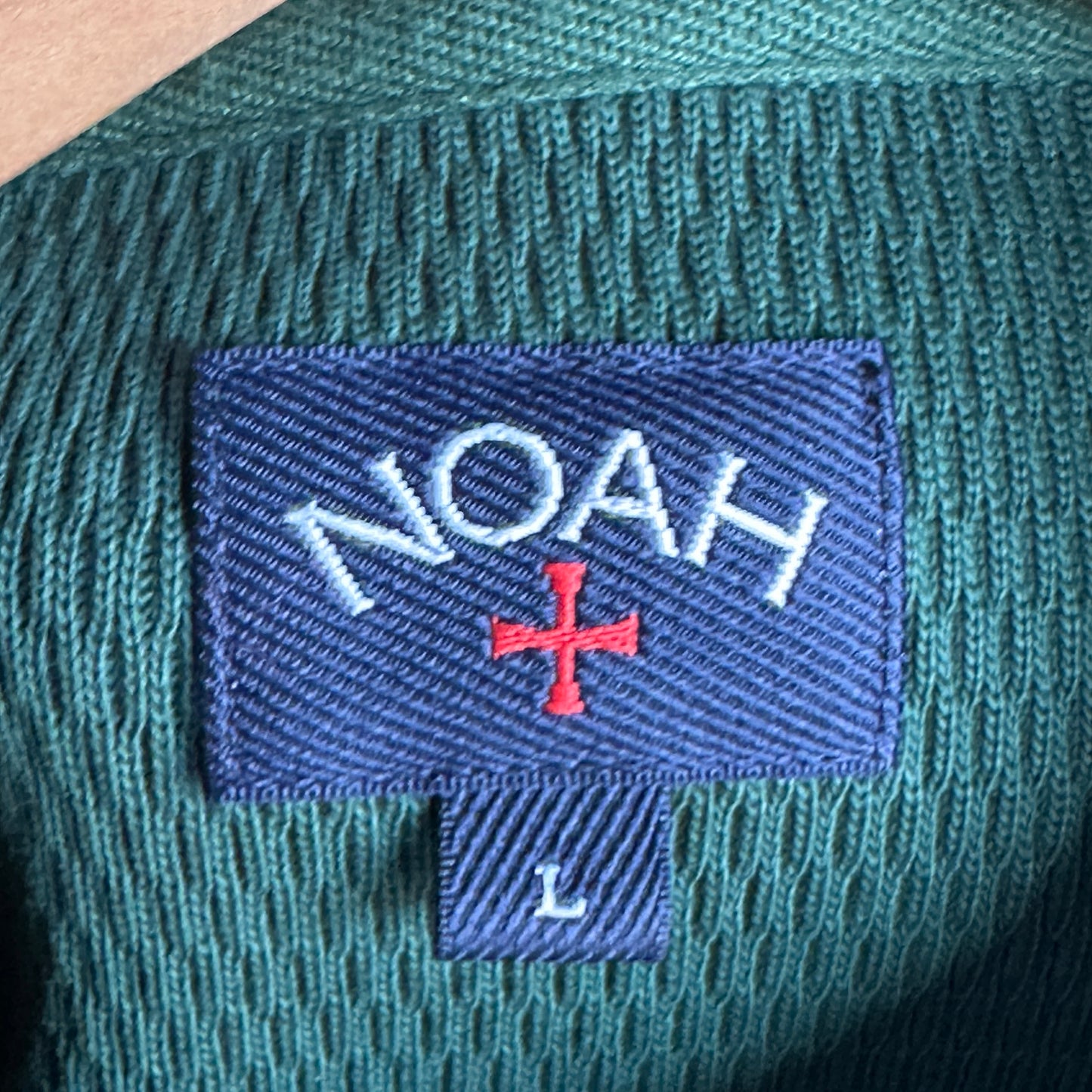 Camisa Polo Noah NYC De Hombre Talla L Color Verde Pique Con Textura Prepy