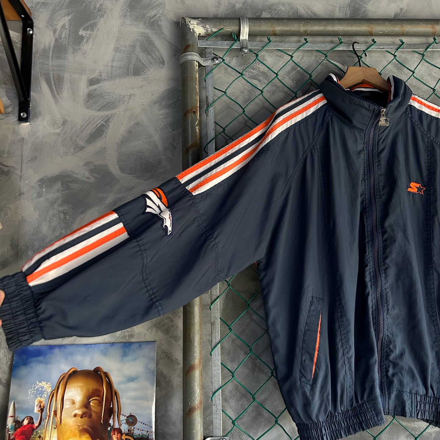 Chamarra Vintage Starter Denver Broncos De Hombre Talla XL Color Azul Naranja
