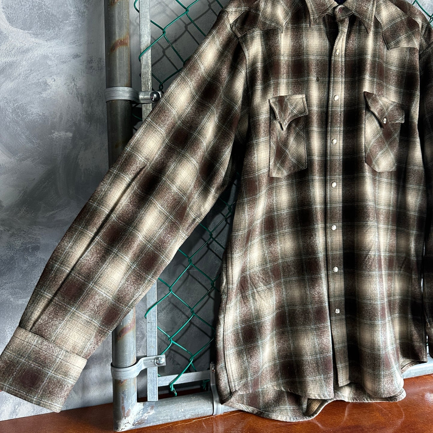 Franela Pendleton De Hombre Talla L Tall Color Cafe Verde Camisa De Botones de Lana OutDoor