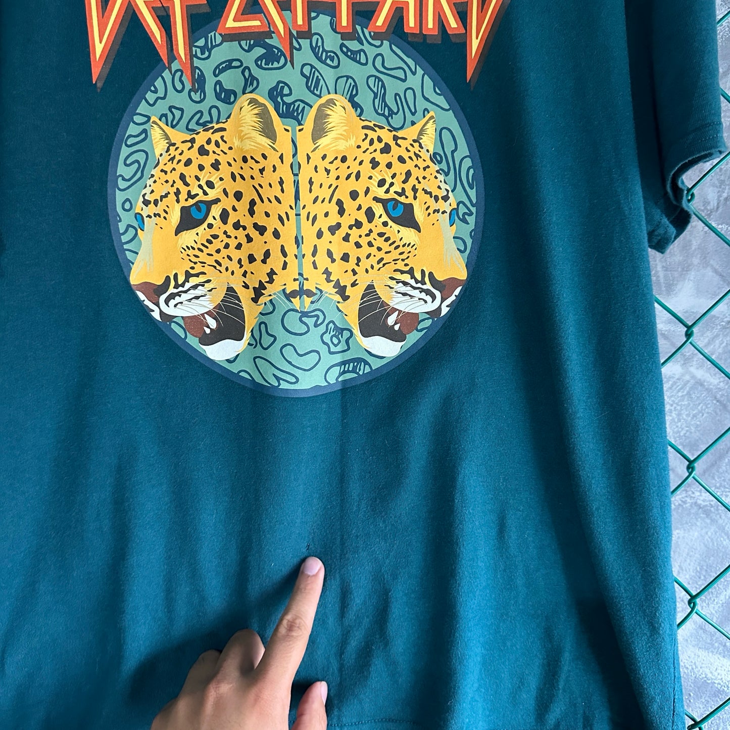 Camisa Def Leppard De Hombre Talla XL Color Verde Rock Britanico 80s