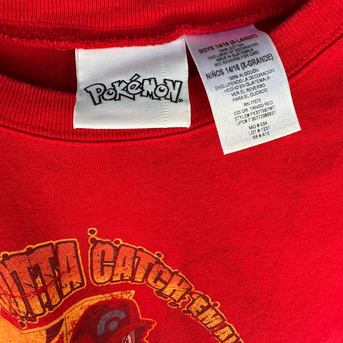 Playera Pokémon para hombre talla S color rojo con logo grande de Ash 