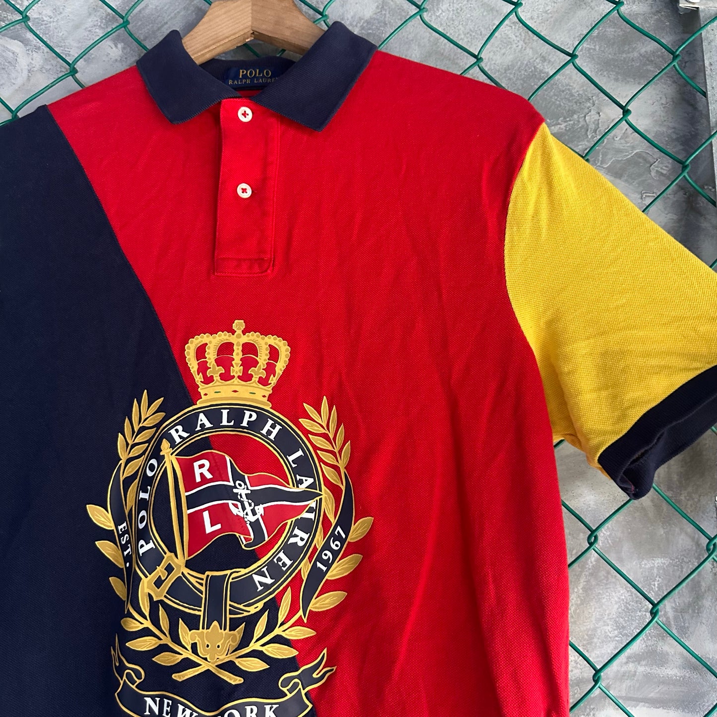Camisa Polo Ralph Lauren De Hombre Talla M Color Rojo Azul Marino Lo Life Color Block