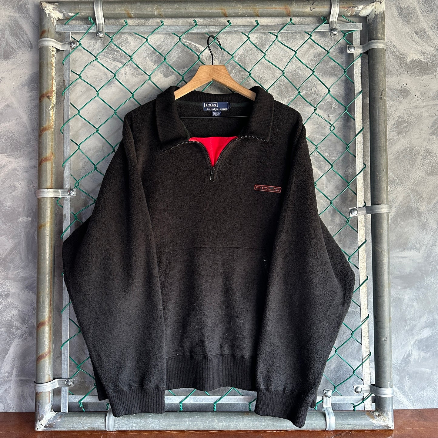 Sueter Vintage Polo Ralph Lauren De Hombre Talla L Color Negro Polar Sin Gorro Con Cuello Polo