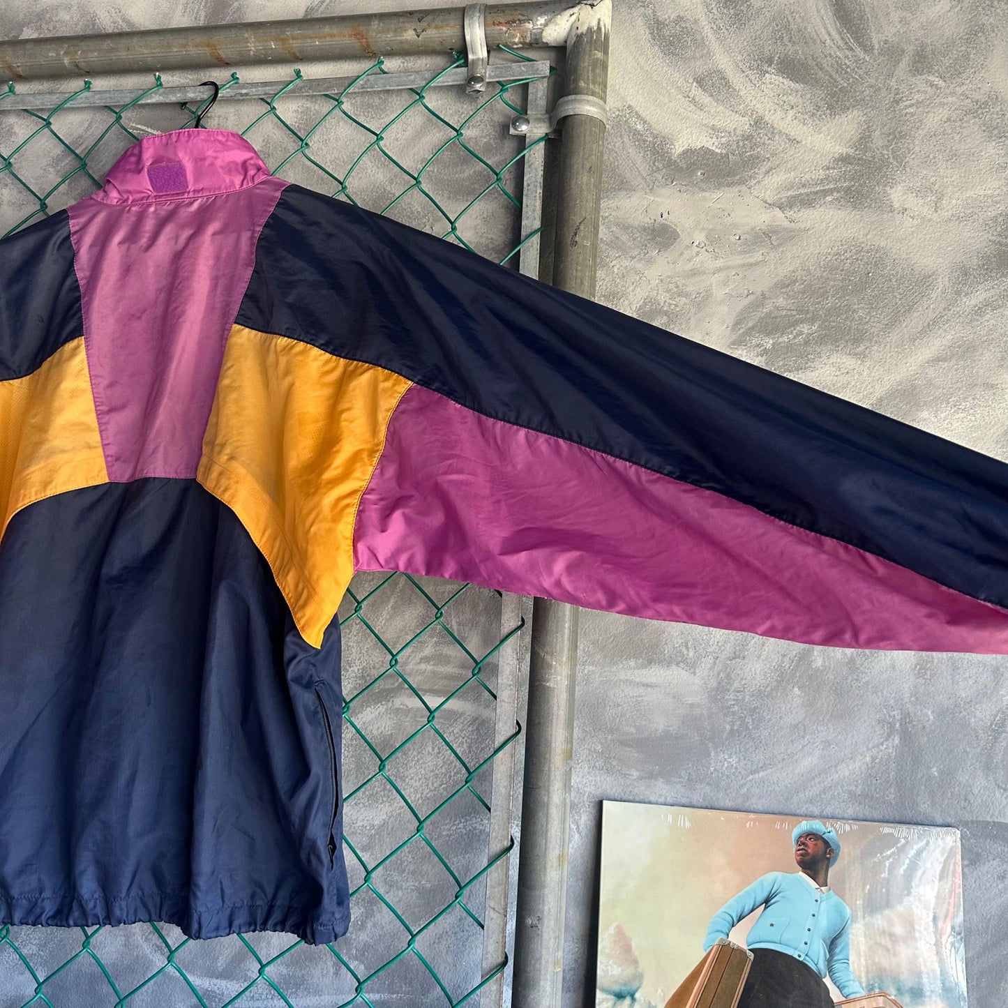 Chamarra Vintage Asics De Hombre Talla L Color Azul Morado Rompevientos 80s