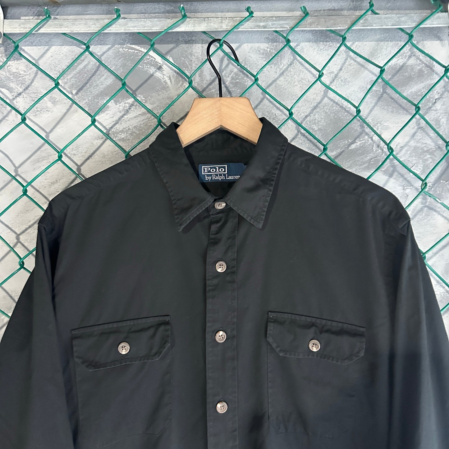 Camisa de Botones Polo Ralph Lauren De Hombre Talla L Color Negro Con Doble Bolsillo Prepy
