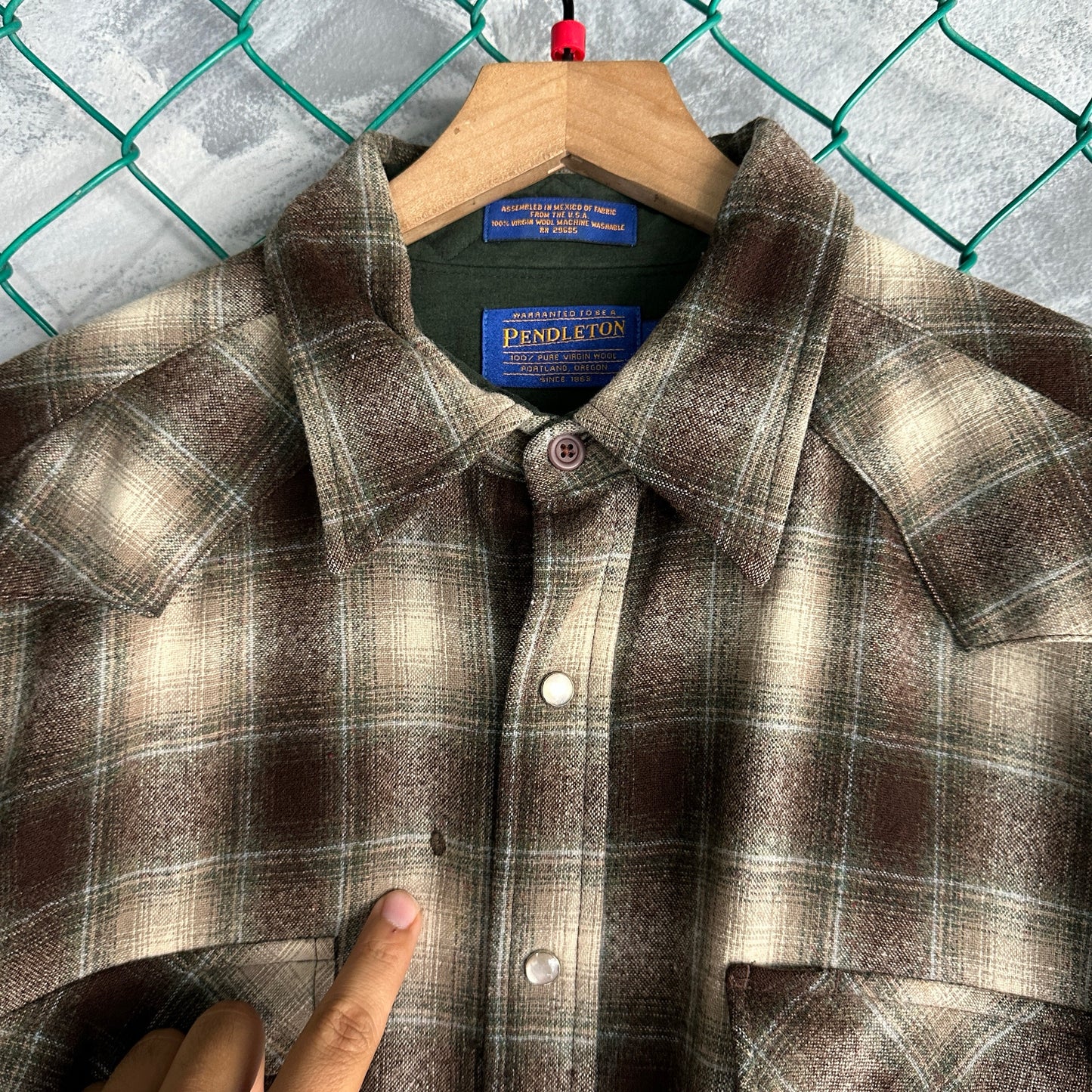 Franela Pendleton De Hombre Talla L Tall Color Cafe Verde Camisa De Botones de Lana OutDoor
