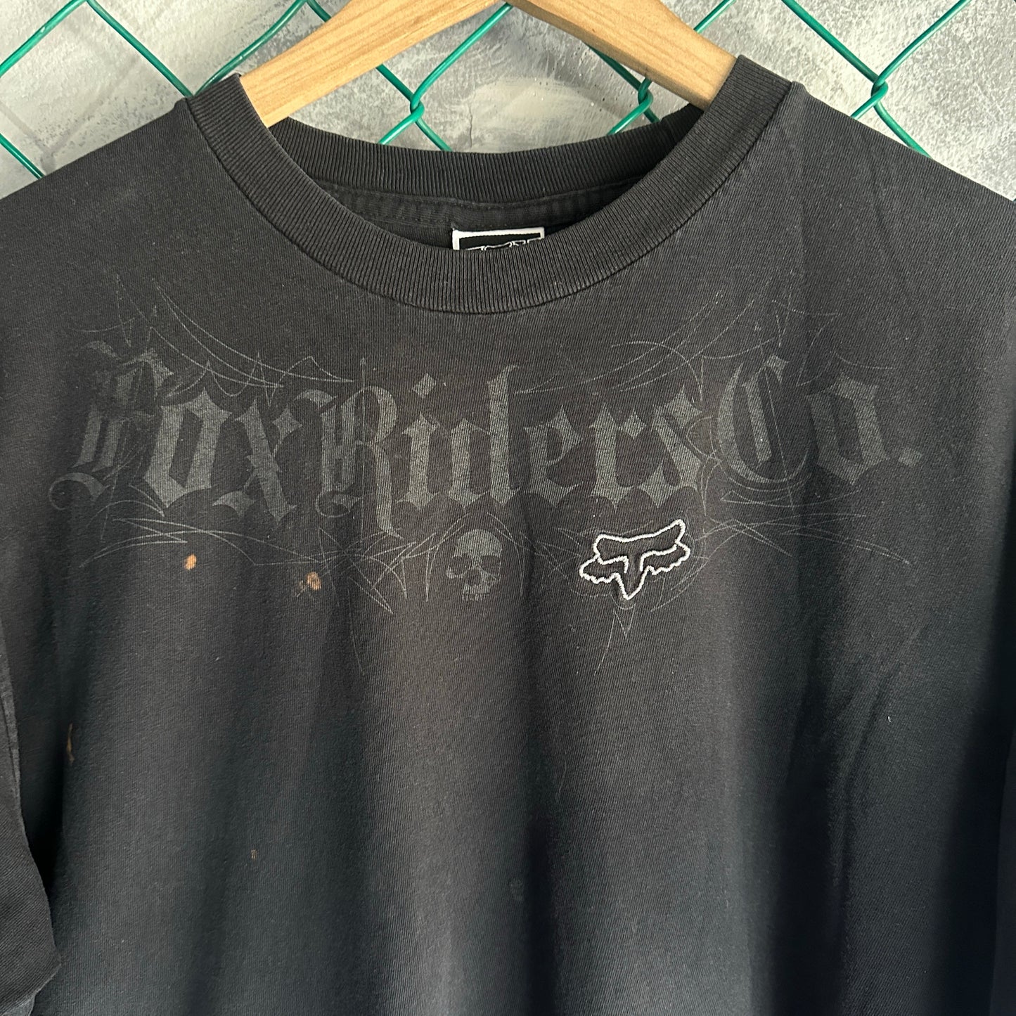 Camisa Fox De Hombre Talla XL Color Negro Desvanecido Y2K Biker Manga Corta