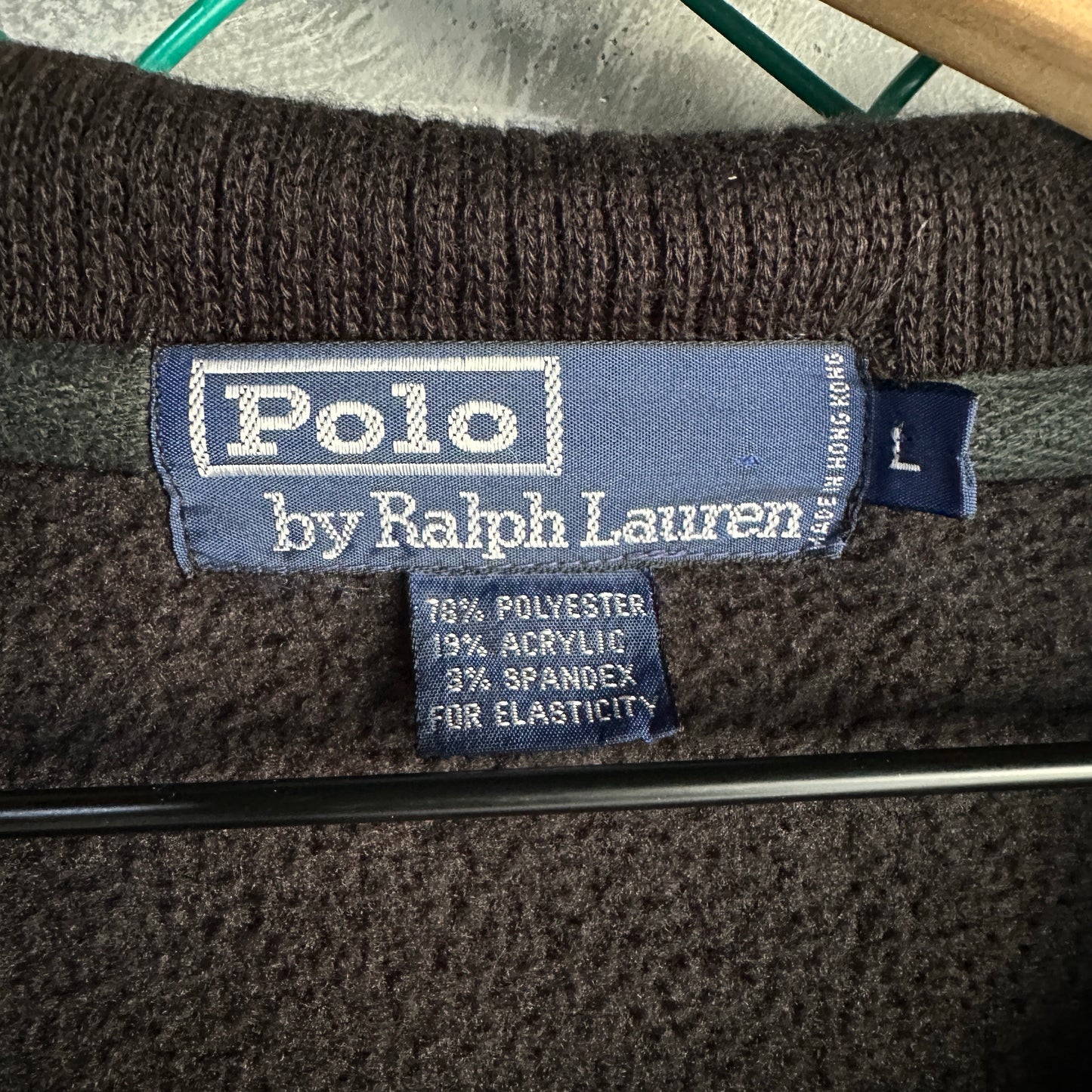 Sueter Vintage Polo Ralph Lauren De Hombre Talla L Color Negro Polar Sin Gorro Con Cuello Polo