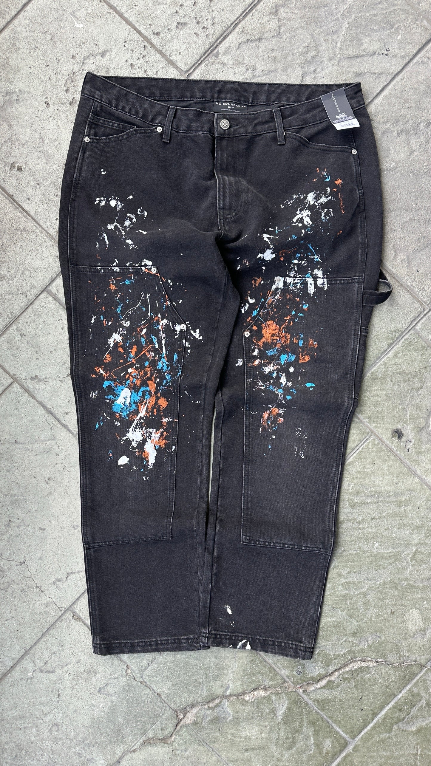Pantalon No Boundaries De Hombre Talla 38x30 Color Negro Estilo Doble Rodilla Nuevo Con Etiquetas