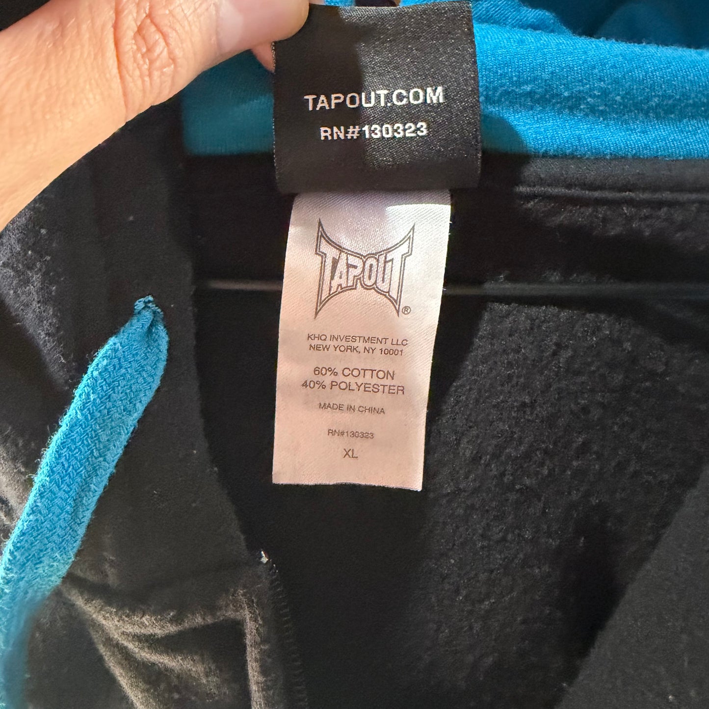 Sueter Zip Up Hoodie Y2K Tapout De Hombre Talla XL Color Negro MMA