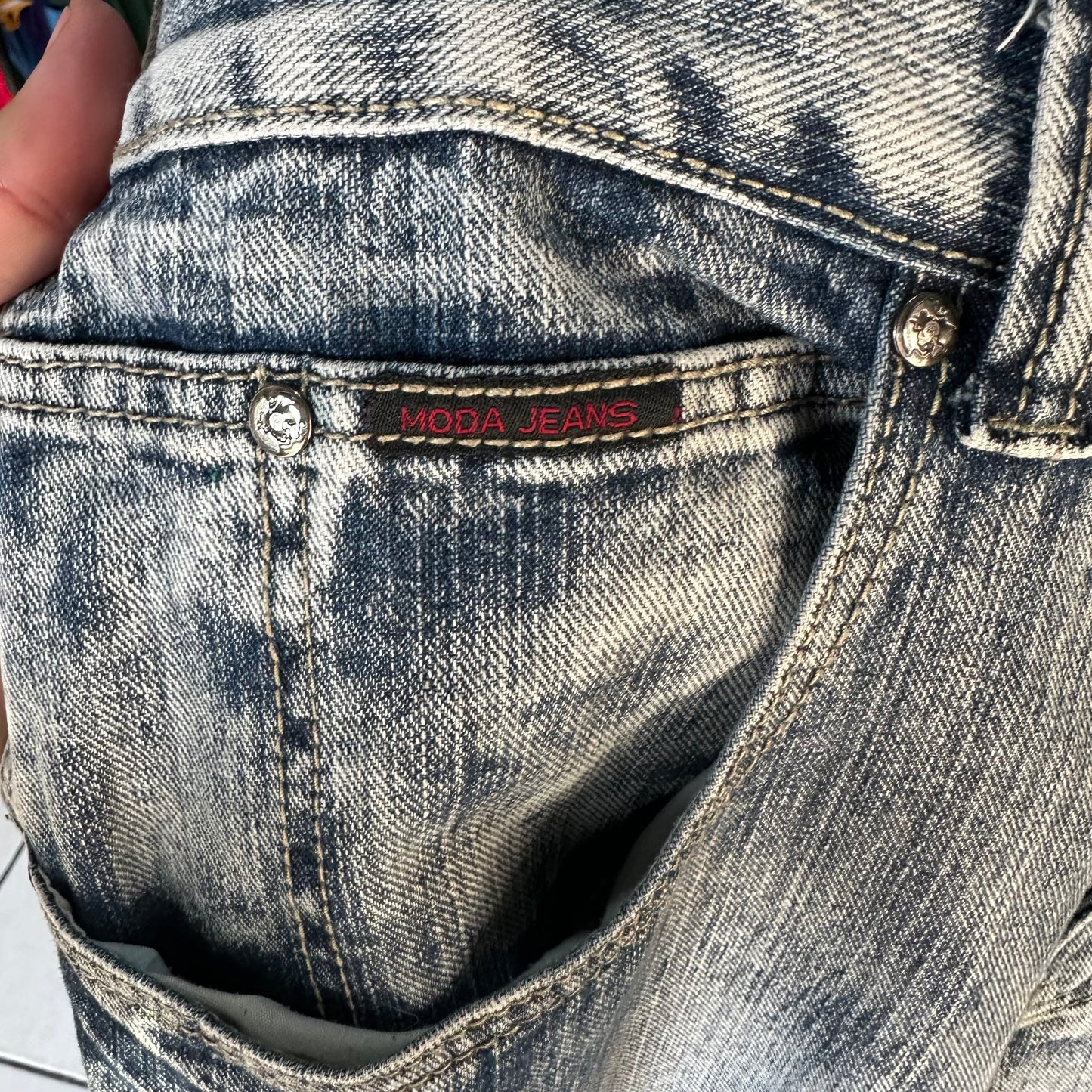 Pantalon Deslavado Moda Jeans USA De Hombre Talla 36x32 Color Azul Y2K Baggy