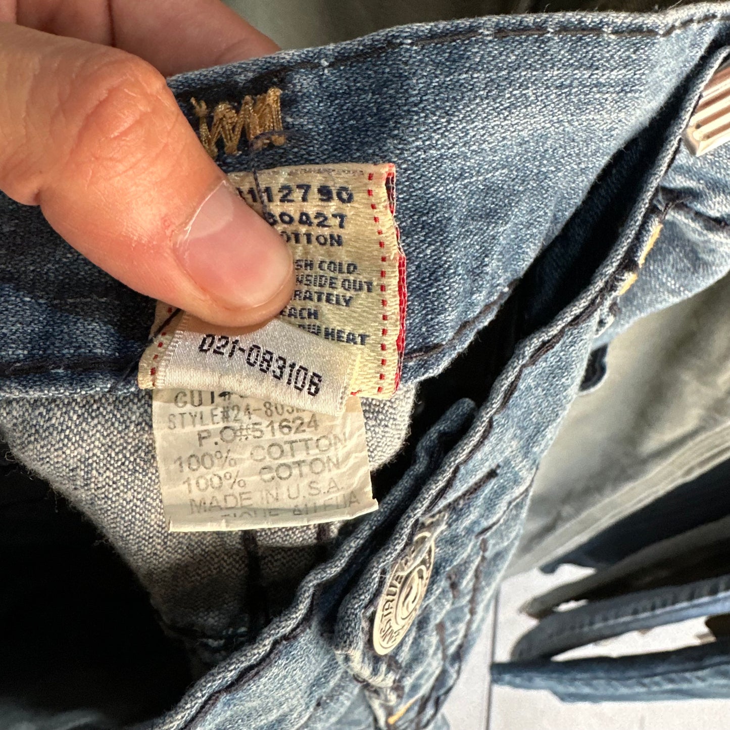 Pantalon True Religion De Hombre Talla 38 Color Azul Desvanecido Con Costura Gruesa Negra