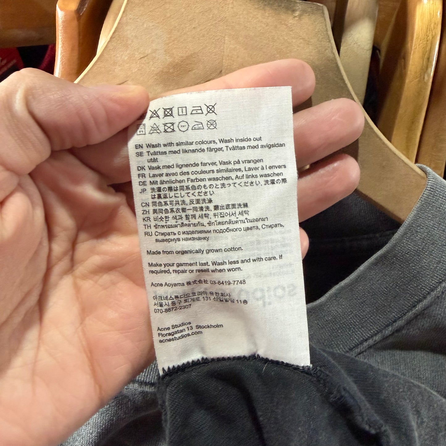 Camisa De Lujo Acne Studios Unisex Talla L Color gris Con Logo De Goma Diseñador