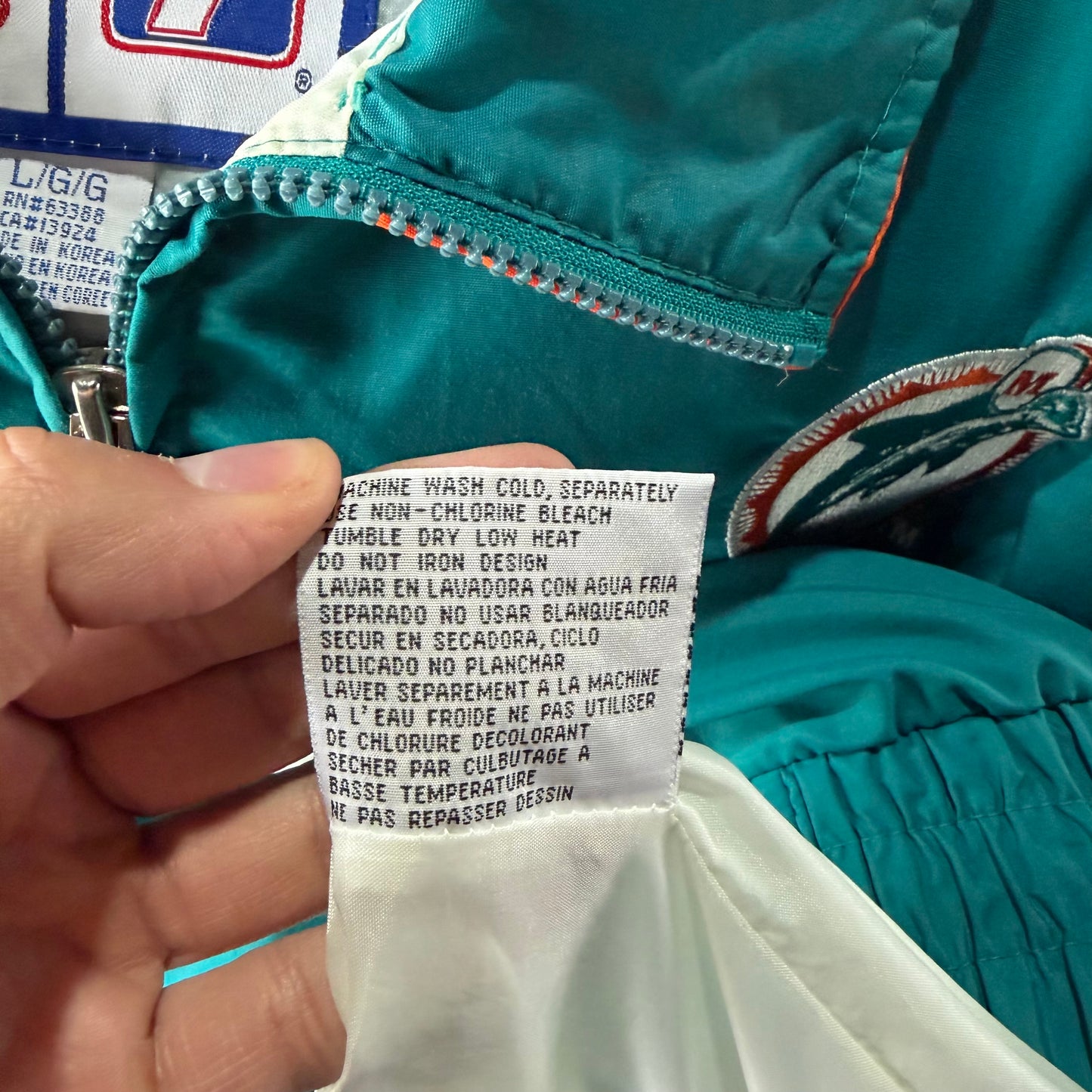 Chamarra Rompevientos Miami Dolphins Logo 7 De Hombre Talla L Color Azul