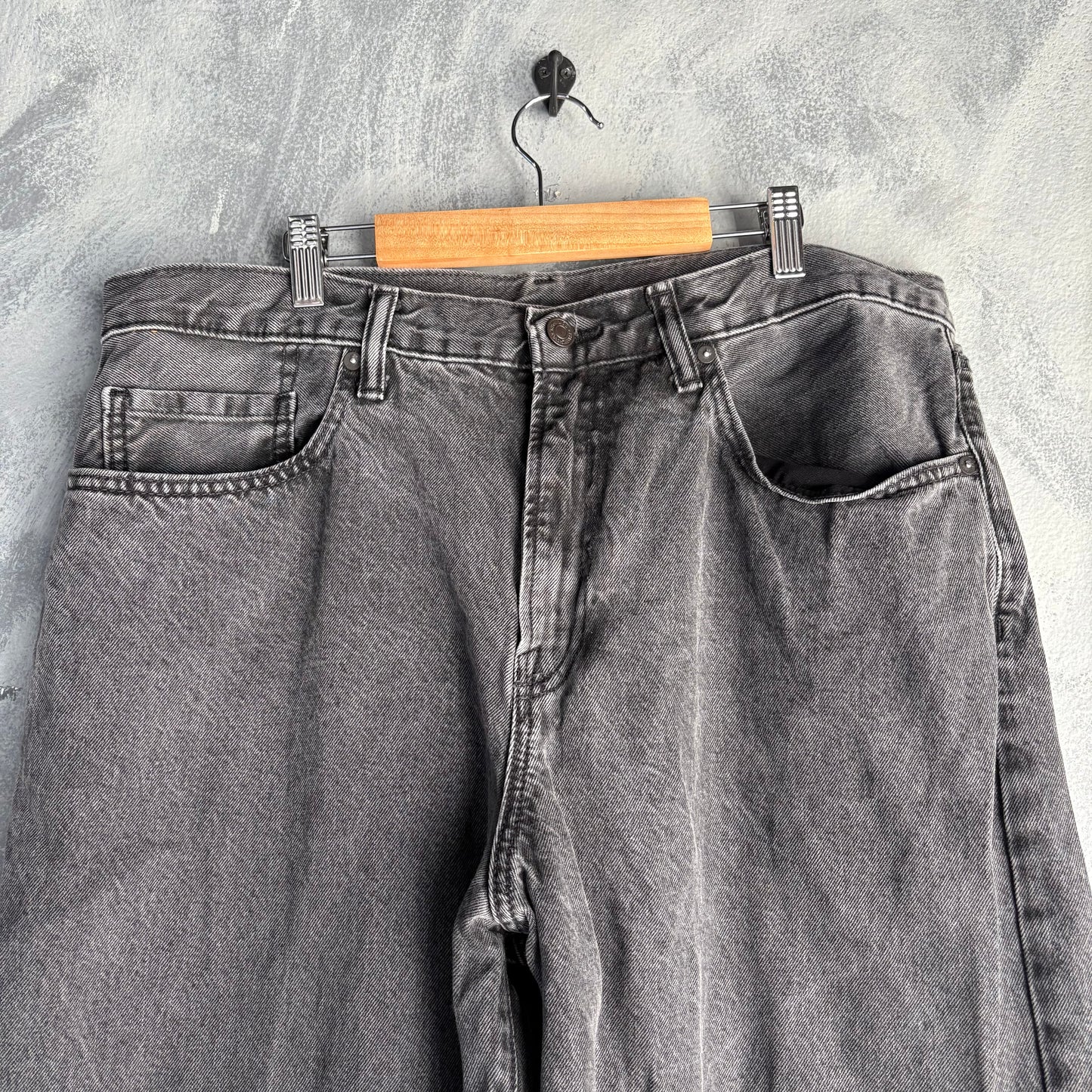 Pantalón GAP Para Hombre Talla 34x32 Color Negro Deslavado de Mezclilla Corte Baggy