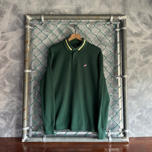 Camisa Polo Noah NYC De Hombre Talla L Color Verde Pique Con Textura Prepy