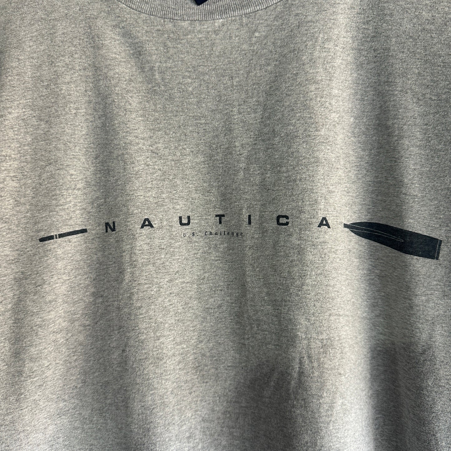 Camisa Vintage Nautica de Hombre Talla L Color Gris Oversize Boxy Cuello Grueso