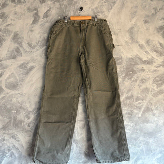 Pantalón Carhartt Para Hombre Talla 36x32 Color Verde Militar Carpintero